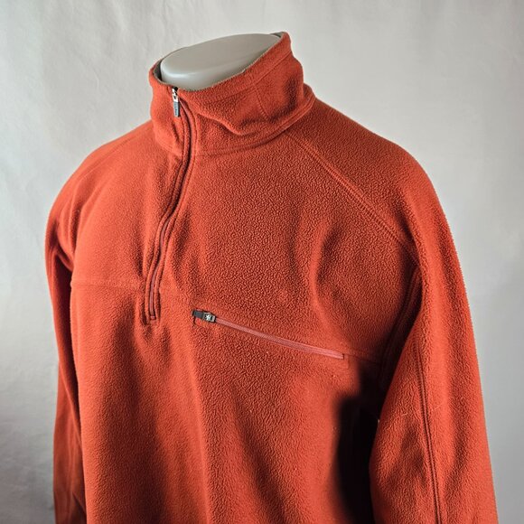 LL Bean Fleece Mens XL Orange Quarter Zip Pullover Outdoors Hiking Gorpcore - Picture 5 of 9